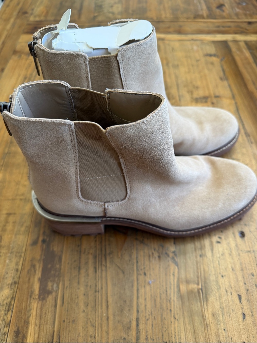 Vince Camuto Light Taupe Suede Chelsea Ankle Boots NWOT